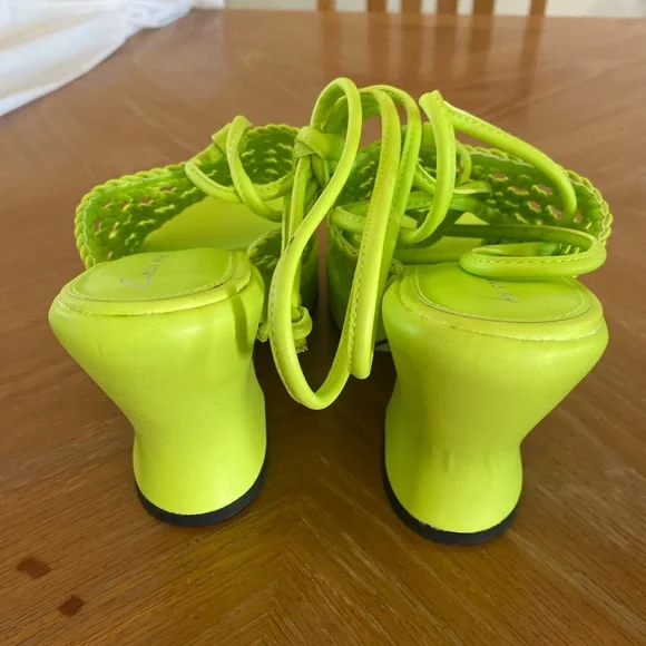 NEW Circus by Sam Edelman Women 8 Wasabi  Heeled Sandals Neon Green Retro Groove - Picture 2 of 9